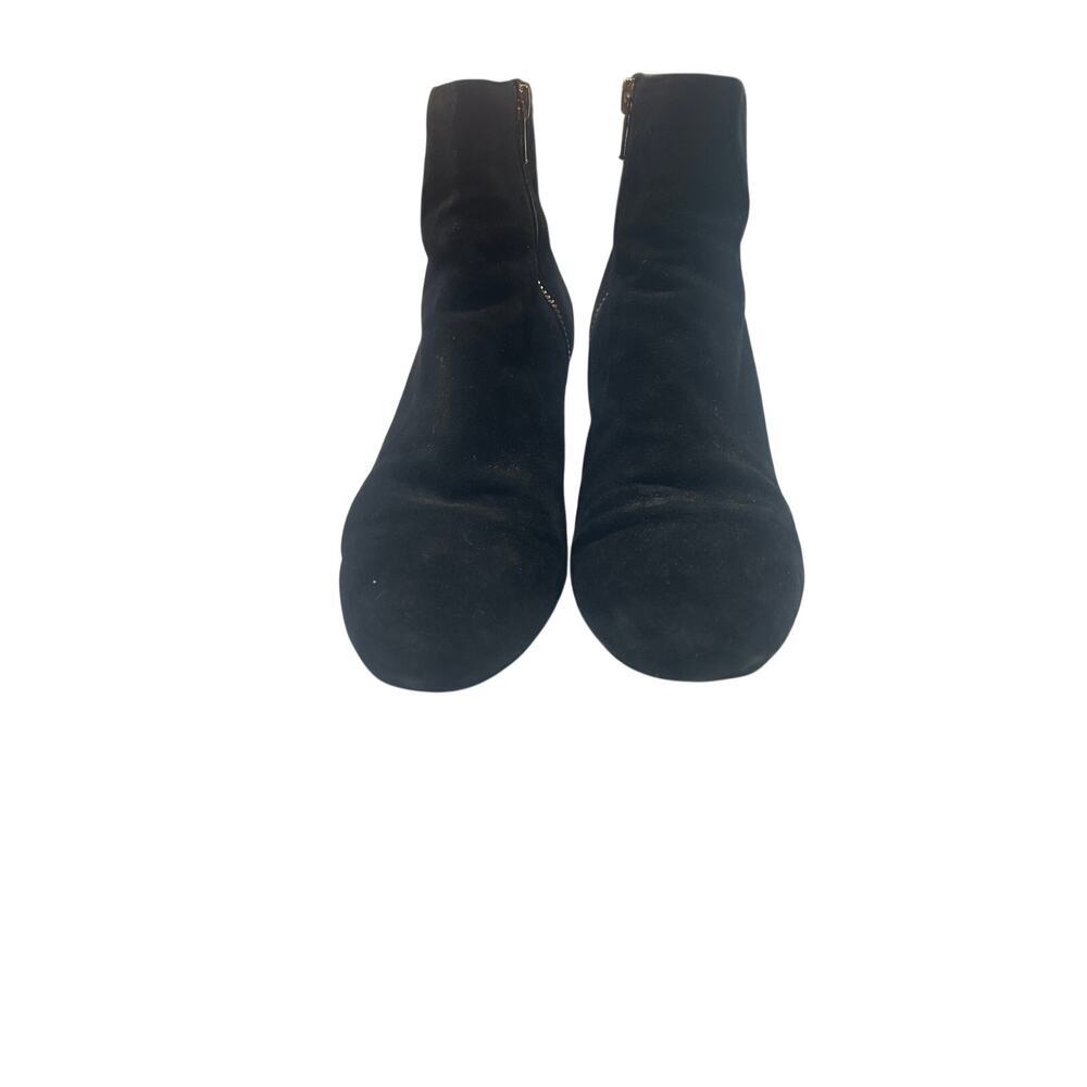 Black Suede Ankle Booties with Side Zippers –  Low Heel Fashion Boots size 40
